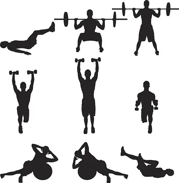 Vector illustration of Weight training men working out