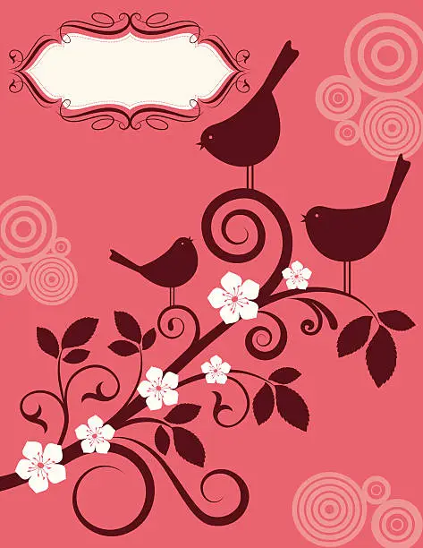 Vector illustration of Bird Family in the Spring