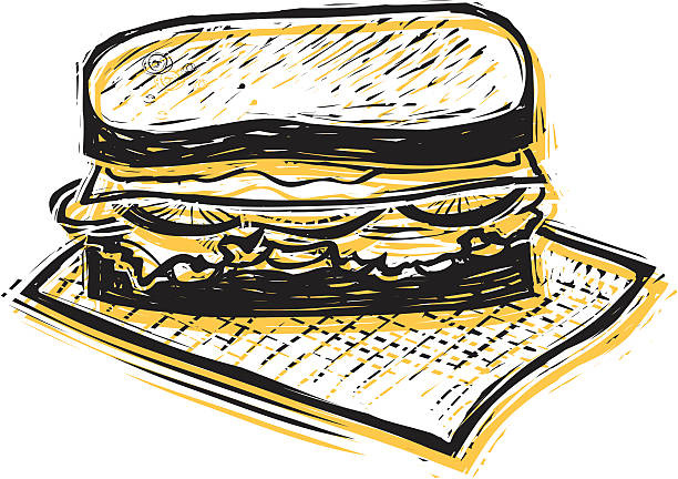 ilustraciones, imágenes clip art, dibujos animados e iconos de stock de deliciosos sándwiches - sandwich ham white background lunch