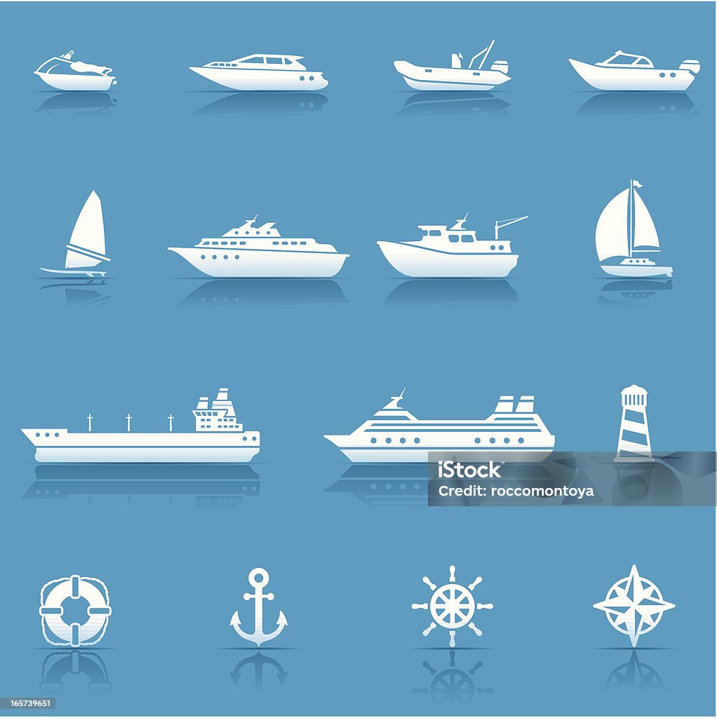 Icon Set, Water transportation Icon Set, water transportation on blue background, made in adobe Illustrator (vector) Ferry stock vector
