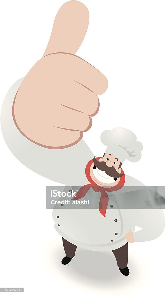 Sorridente Chef a olhar para cima e Gesticular Polegar para Cima - Royalty-free Chefe de Cozinha arte vetorial