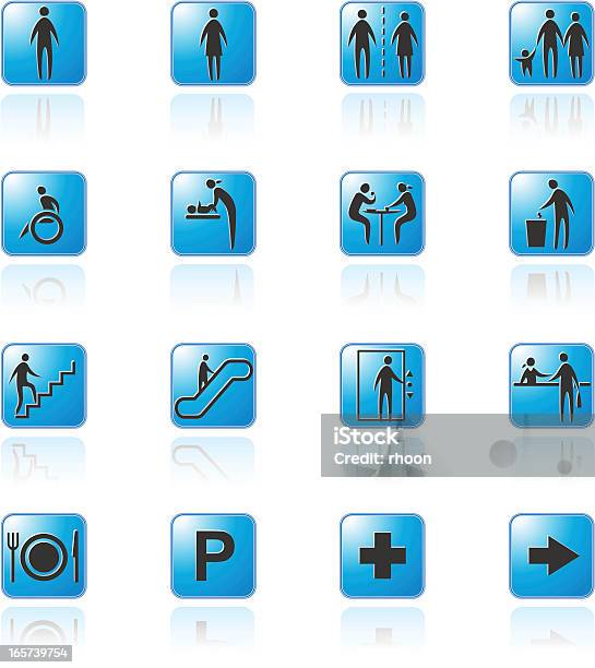 Ilustración de Conjunto De 16 Internacional De Señales y más Vectores Libres de Derechos de Símbolo Internacional de Accesibilidad - Símbolo Internacional de Accesibilidad, Accesibilidad para discapacitados, Ascensor