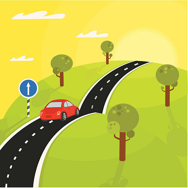 ilustrações de stock, clip art, desenhos animados e ícones de estrada para horizonte - one way street sign