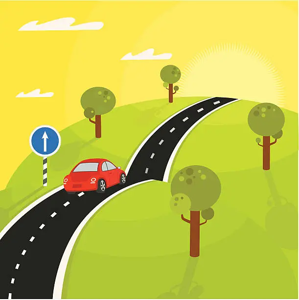 Vector illustration of Road to skyline