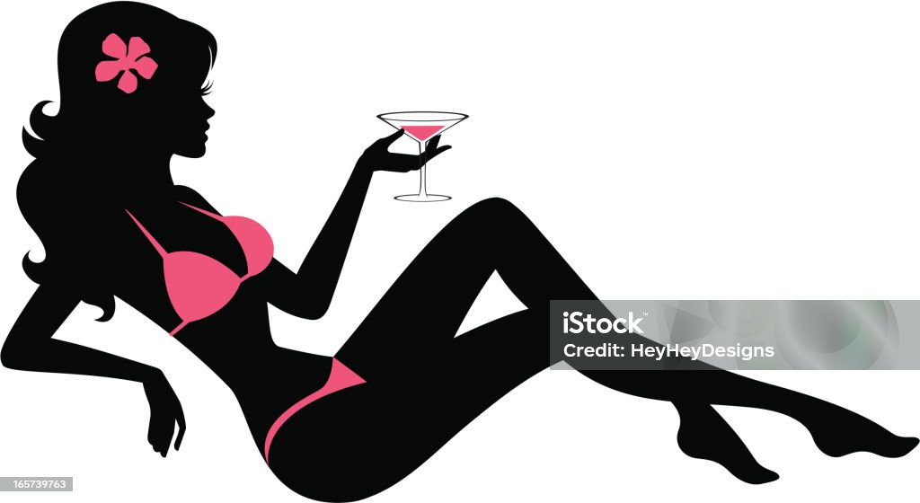 Bikini Babe avec Martini - clipart vectoriel de Lingerie féminine libre de droits