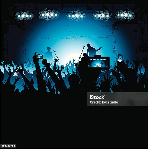 Fans Taking Photos Of A Band On Stage Stock Illustration - Download Image Now - Rear View, Cheering, Fan - Enthusiast