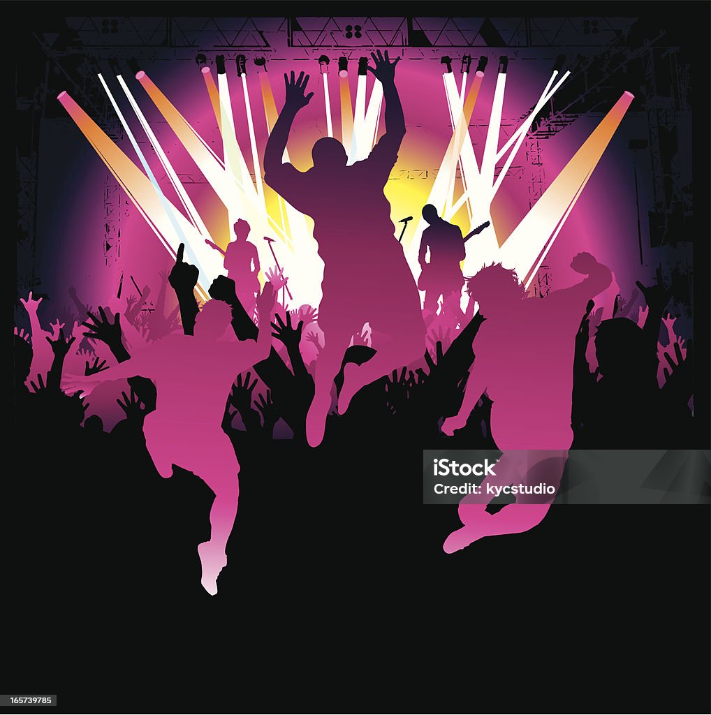 Les Fans de sauter et danser dans un Concert - clipart vectoriel de Être porté par la foule libre de droits