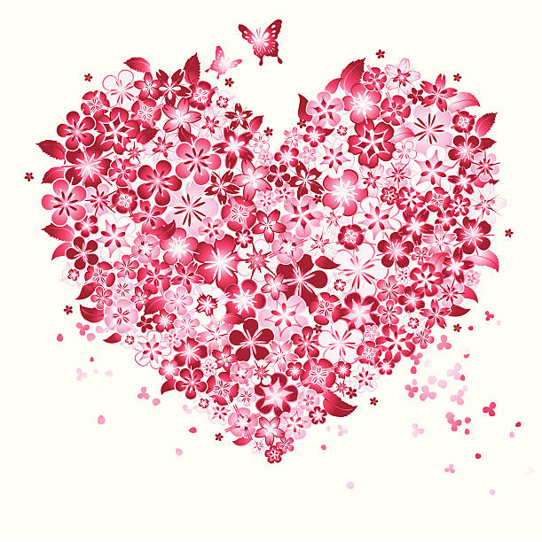 illustrazioni stock, clip art, cartoni animati e icone di tendenza di floreale a forma di amore - heart shape exploding pink love