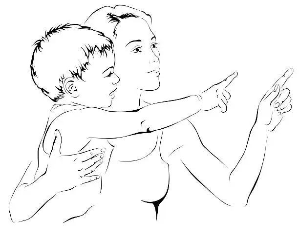 Vector illustration of mother and baby