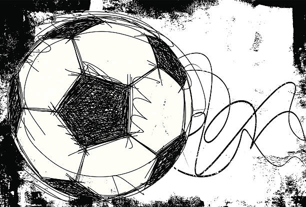 illustrazioni stock, clip art, cartoni animati e icone di tendenza di sfondo di pallone di calcio di bozzetti - sport backgrounds computer graphic dirty