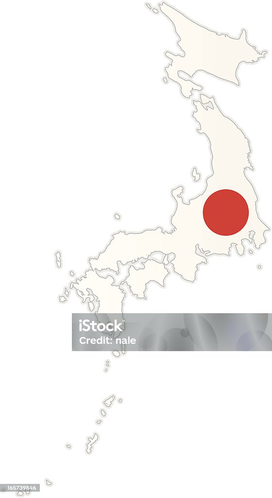Mappa con Bandiera del Giappone - arte vettoriale royalty-free di Asia