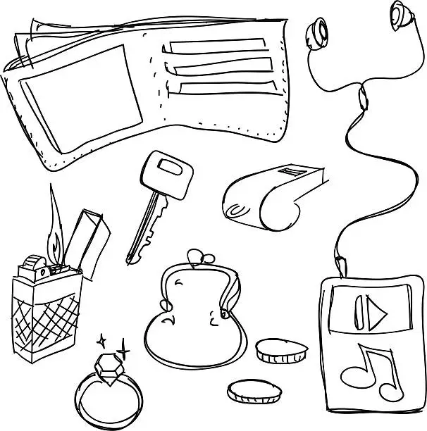 Vector illustration of Personal belongings collection