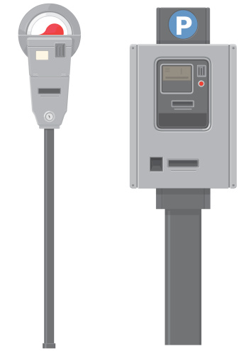 Coin operated Vector illustrations of parking meters old and new.