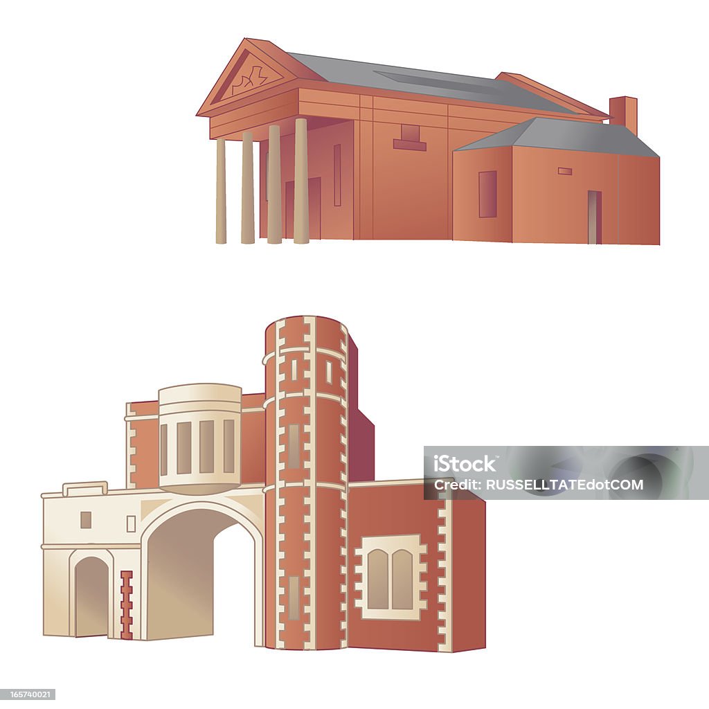Edifici in stile vecchio - arte vettoriale royalty-free di A forma di blocco