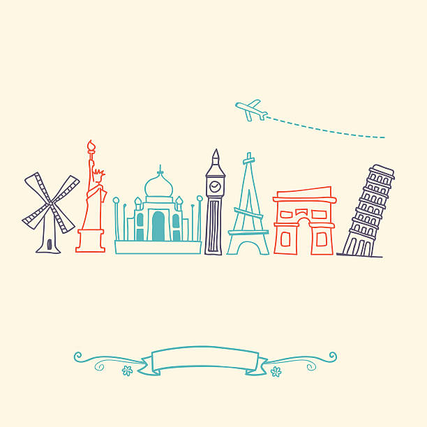 International landmarks and travel destinations cityscape set International landmarks and travel destinations cityscape stencil set for the world travelers. Featuring:  taj mahal vector stock illustrations