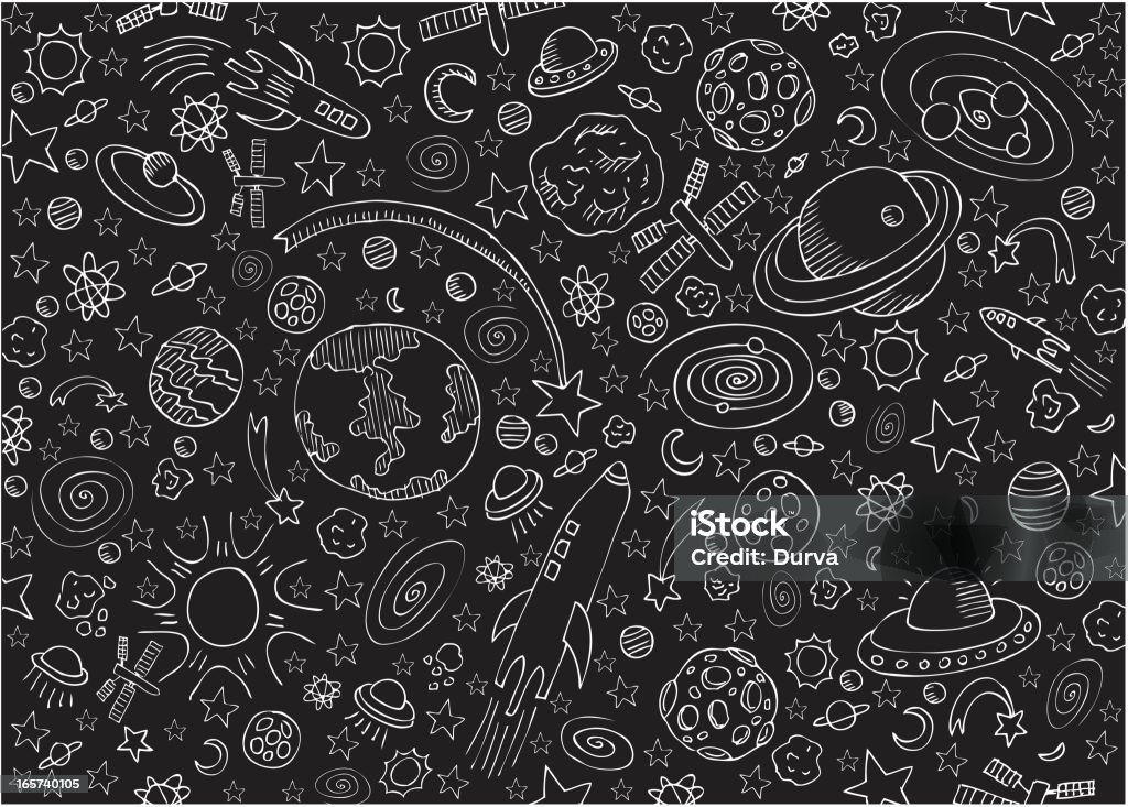 Universe chaos A Large group of thinks at the space Outer Space stock vector