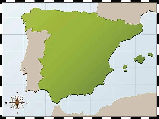 Vector illustration of Spain map with surroundings