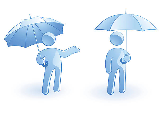 Bекторная иллюстрация Синий концепция символов держит Зонтик Symbolizing покрытие, защиты