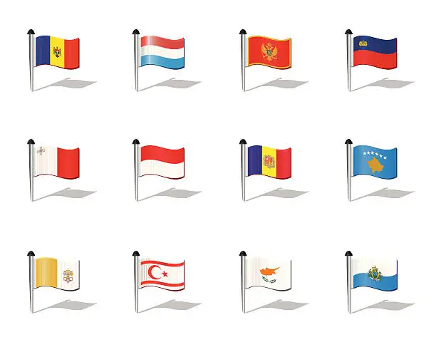 Vector illustration of World Flags: Smaller European States
