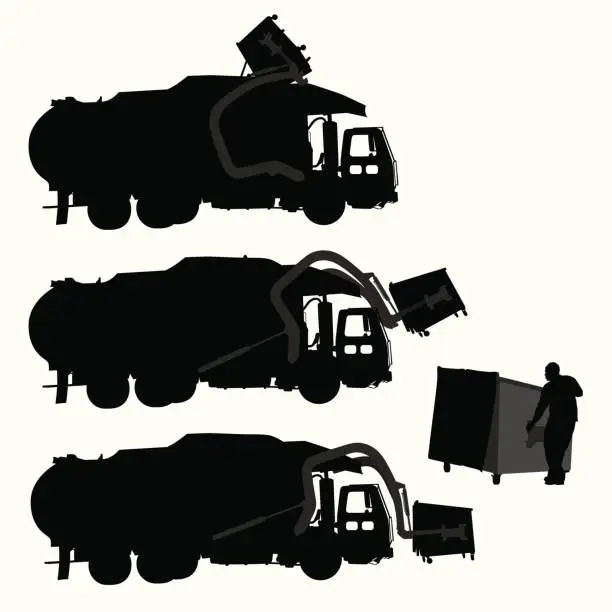 Vector illustration of Garbage Pickup Vector Silhouette