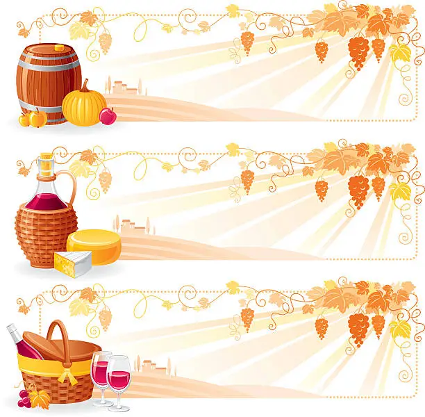 Vector illustration of Winemaking banner set