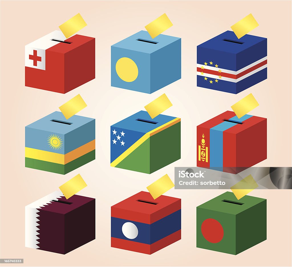 Cajas con bandera nacional de votación - arte vectorial de Autoridad libre de derechos