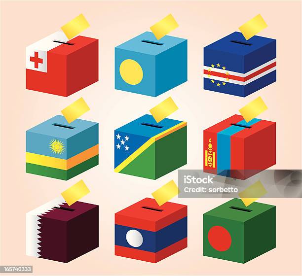 Ilustración de Cajas Con Bandera Nacional De Votación y más Vectores Libres de Derechos de Autoridad - Autoridad, Bandera, Bandera catarí