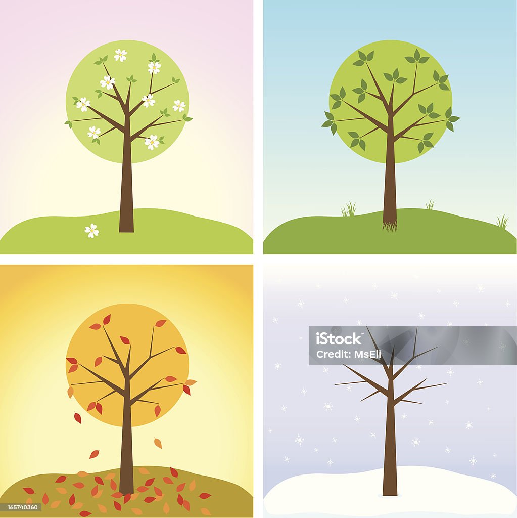 Baum in vier Jahreszeiten - Lizenzfrei Baum Vektorgrafik
