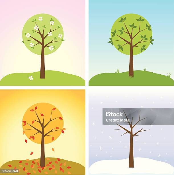 Baum In Vier Jahreszeiten Stock Vektor Art und mehr Bilder von Baum - Baum, Vier Jahreszeiten, Jahreszeit