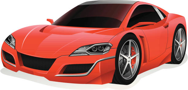 ilustraciones, imágenes clip art, dibujos animados e iconos de stock de coche deportivo rojo - coche deportivo