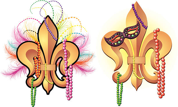 ilustrações de stock, clip art, desenhos animados e ícones de terça-feira gorda flor-de-lis - mardi gras backgrounds fleur de lys symbol