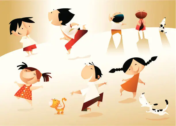 Vector illustration of Happy kids