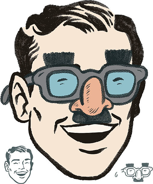 retro gag glasses this is a guy wearing gag glasses, getting some laughs. groucho marx disguise stock illustrations