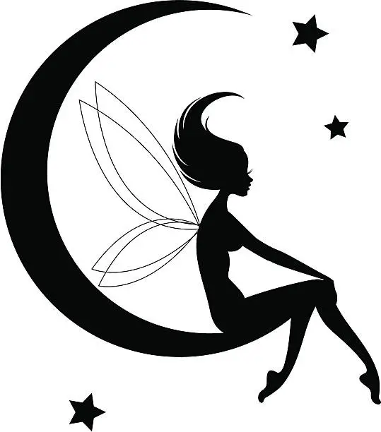 Vector illustration of Fairy Moon Silhouette