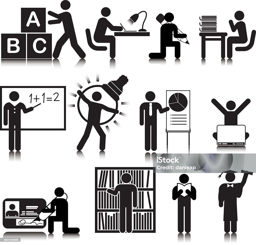 Iconos de la educación: estándar - arte vectorial de Blanco y negro libre de derechos