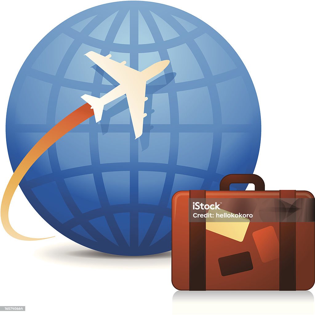 Monde avec une valise de voyage - clipart vectoriel de Affaires libre de droits