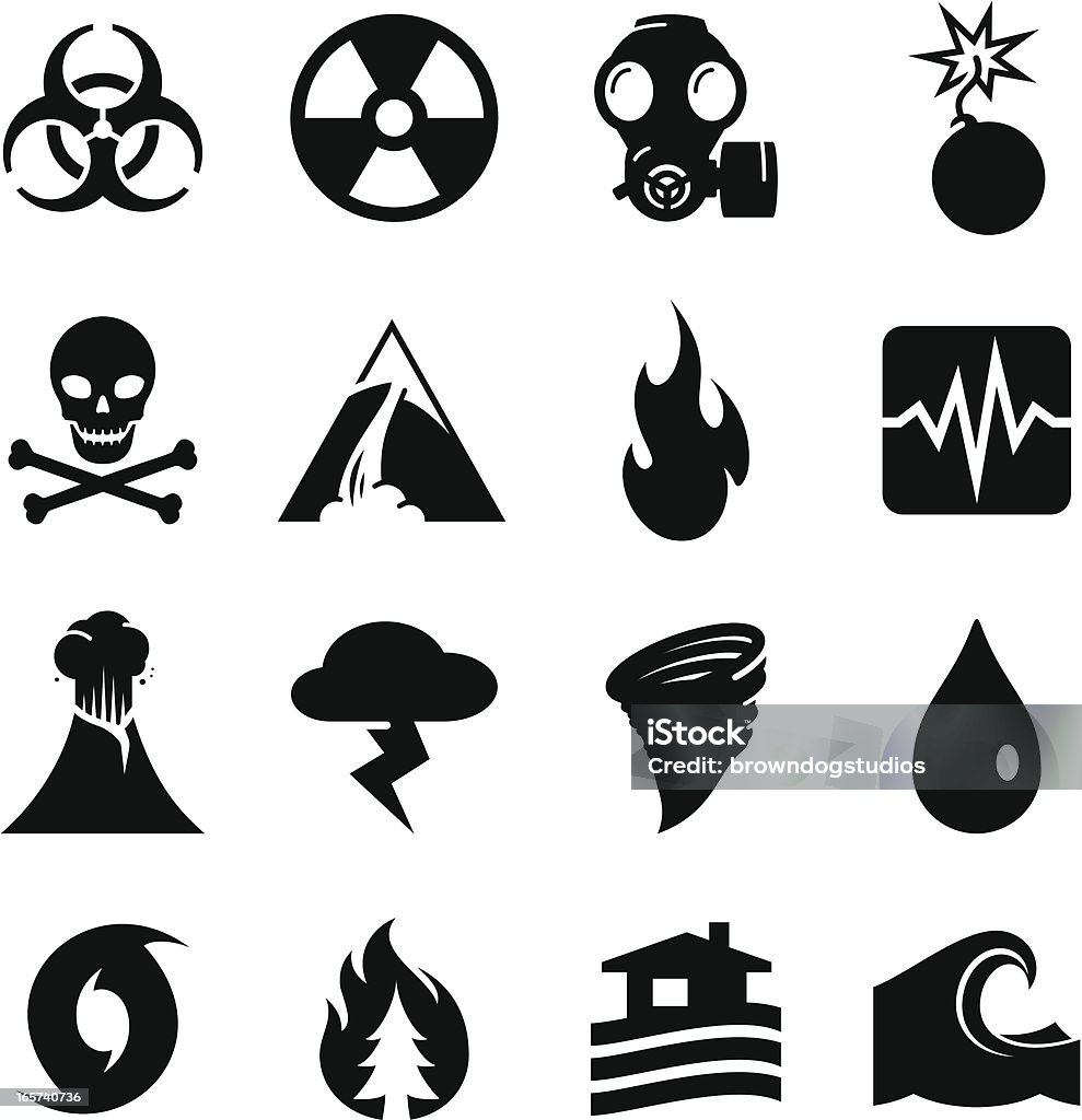 Catástrofe ícones-preto Series - Vetor de Terremoto royalty-free