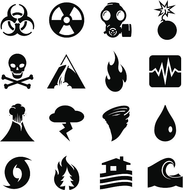 ilustrações, clipart, desenhos animados e ícones de catástrofe ícones-preto series - bomba petrolífera