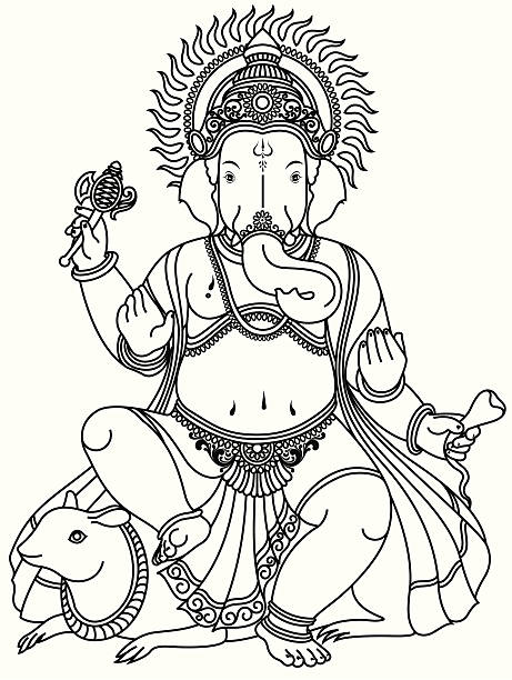 lord ganesha - backgrounds elephant illustration and painting india stock-grafiken, -clipart, -cartoons und -symbole