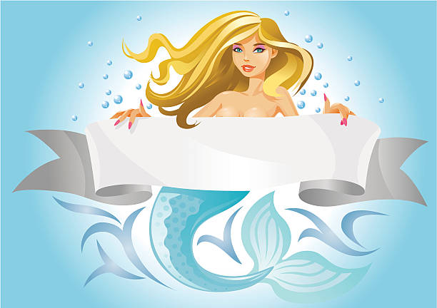 illustrazioni stock, clip art, cartoni animati e icone di tendenza di sirena con banner - roman mythology illustrations