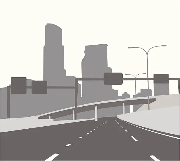 Vector illustration of Freeway Gantry Vector Silhouette