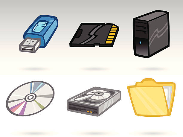 illustrazioni stock, clip art, cartoni animati e icone di tendenza di icone di business - usb flash drive computer mp3 player security