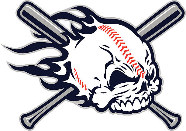 baseball-totenkopf-design - skull baseball ball stock-grafiken, -clipart, -cartoons und -symbole