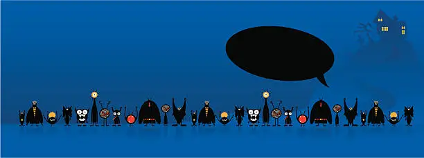 Vector illustration of Monsters wishes you a Happy Halloween