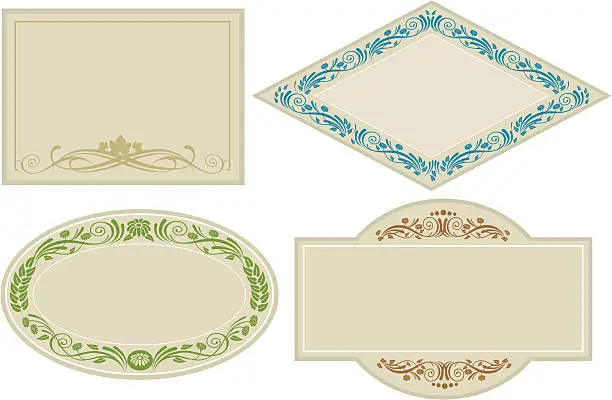 Vector illustration of Ornate Labels and Cards