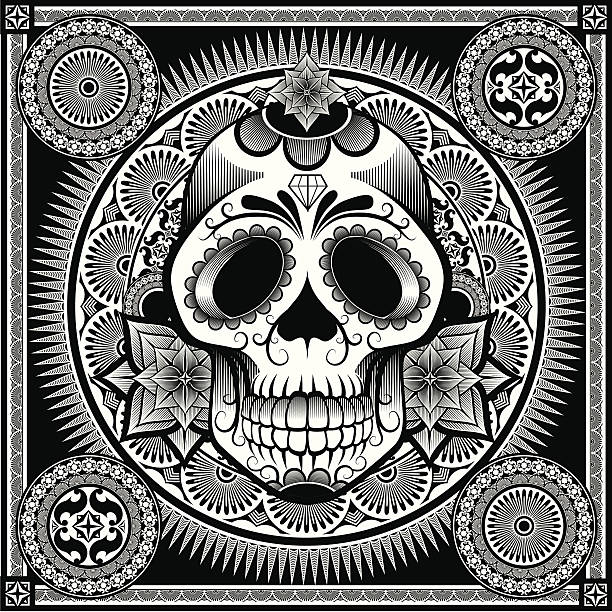 Traditional Mexican sugar skull from the day of the dead holiday made popular by modern tattoo design.