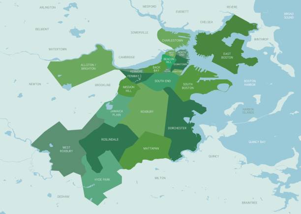 boston neighborhoods map - boston 幅插畫檔、美工圖案、卡通及圖標