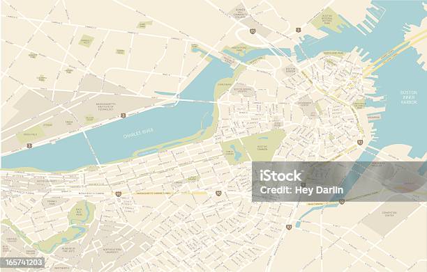 Boston Centrum Mapy - Stockowe grafiki wektorowe i więcej obrazów Boston - Stan Massachusetts - Boston - Stan Massachusetts, Mapa, Plan miasta