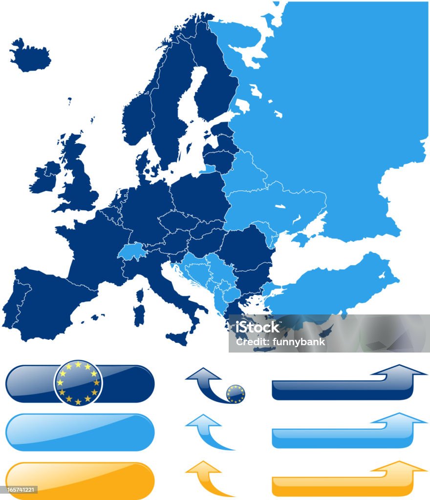 Mapa dos países europeus - Royalty-free Mapa arte vetorial