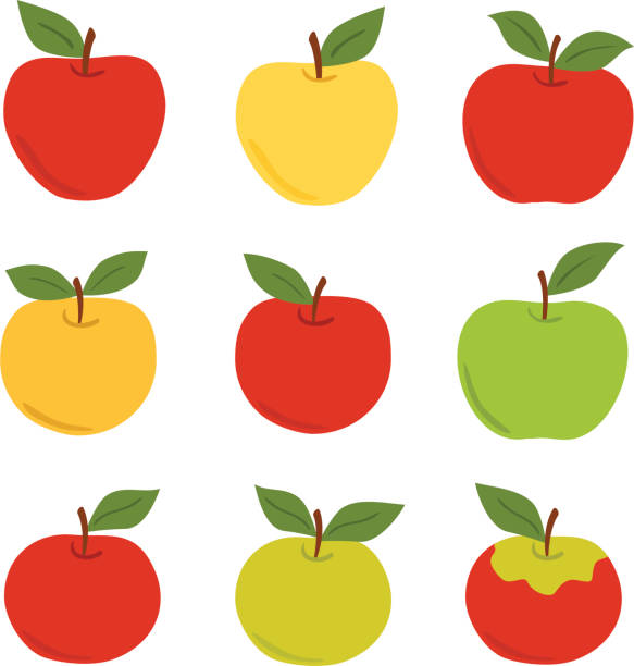 apple zestaw - red delicious apple illustrations stock illustrations